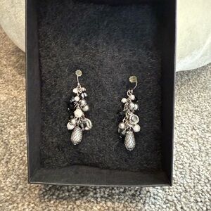 White House Black Market Silver and Black Cluster Drop Earrings